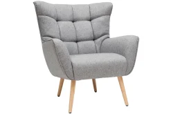 Miliboo Skandinavischer Sessel in hellgrauem Stoff und Holz AVERY* Design-sessel|Sessel