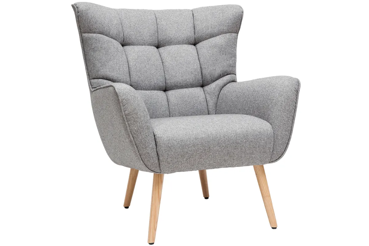 Miliboo Skandinavischer Sessel in hellgrauem Stoff und Holz AVERY* Design-sessel|Sessel
