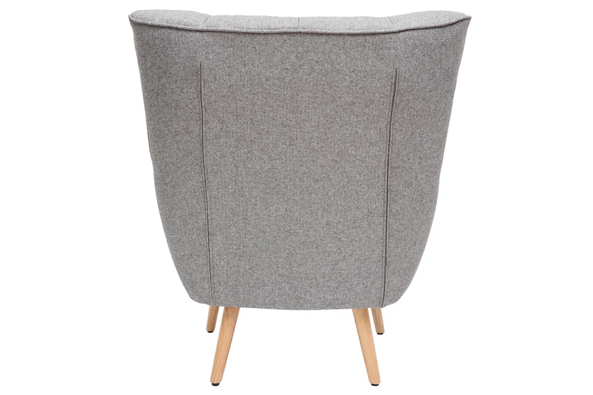 Miliboo Skandinavischer Sessel in hellgrauem Stoff und Holz AVERY* Design-sessel|Sessel
