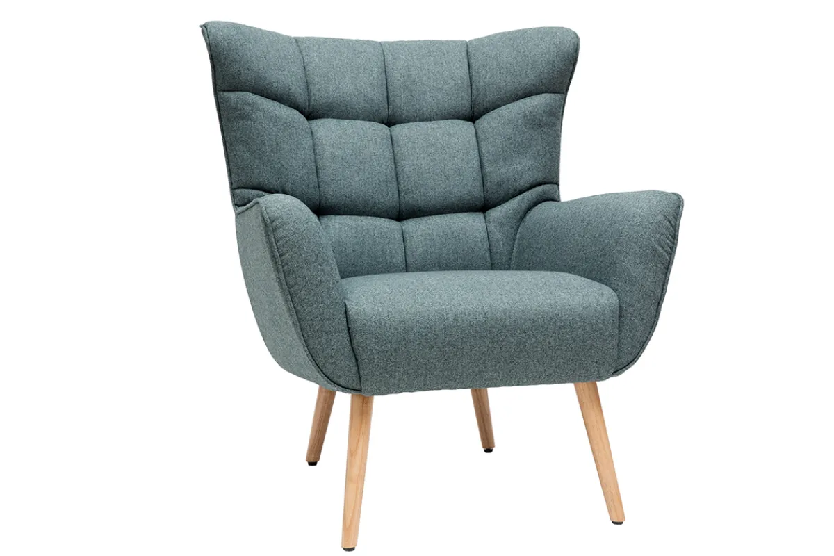 Miliboo Skandinavischer Sessel in grünem Stoff und Holz AVERY* Design-sessel|Sessel