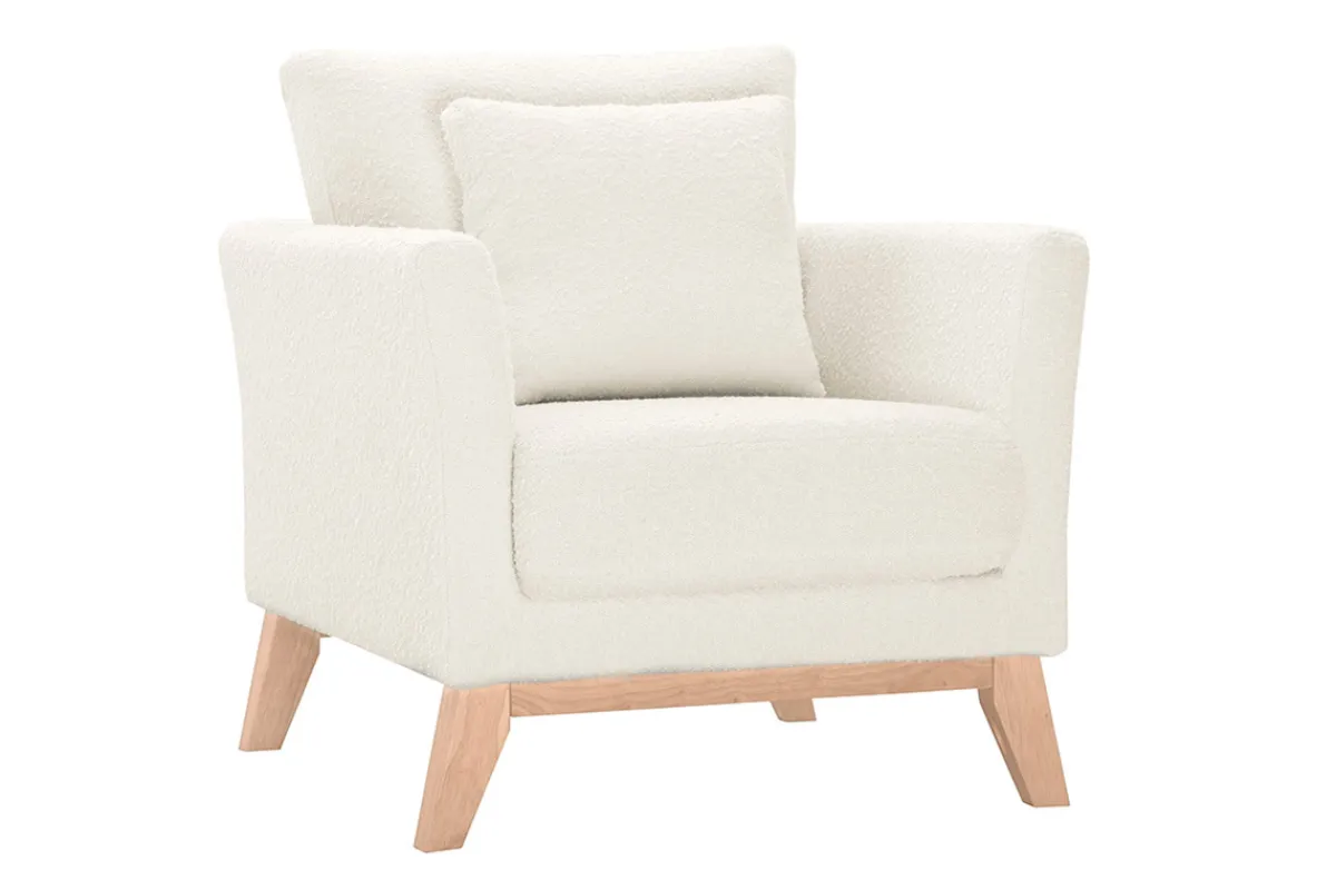 Miliboo Skandinavischer Sessel mit abnehmbarem Bezug in Weiß mit Bouclé-Wolleffekt OSLO* Design-sessel|Sessel