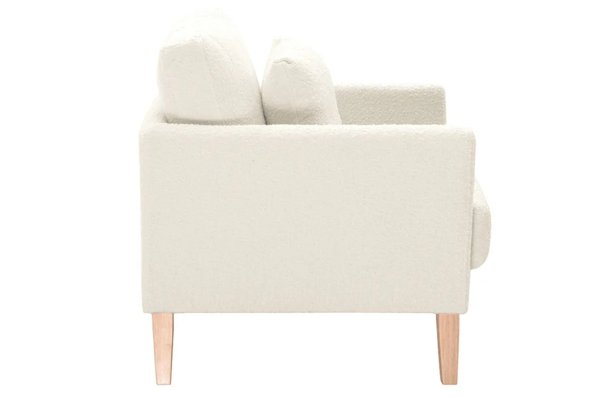 Miliboo Skandinavischer Sessel mit abnehmbarem Bezug in Weiß mit Bouclé-Wolleffekt OSLO* Design-sessel|Sessel