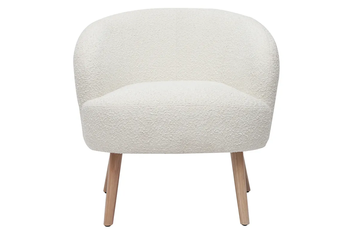 Miliboo Skandinavischer Sessel mit Bouclé-Wolleffekt und Holz MAGGIE* Design-sessel|Sessel