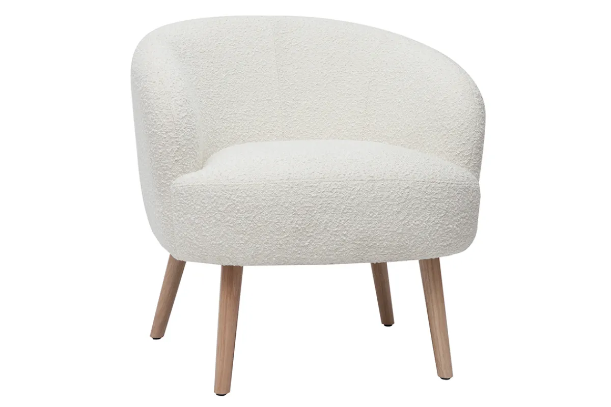 Miliboo Skandinavischer Sessel mit Bouclé-Wolleffekt und Holz MAGGIE* Design-sessel|Sessel