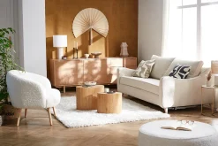 Miliboo Skandinavischer Sessel mit Bouclé-Wolleffekt und Holz MAGGIE* Design-sessel|Sessel