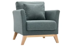 Miliboo Skandinavischer Sessel mit abnehmbarem Bezug aus graugrünem Stoff und hellem Holz OSLO* Design-sessel|Sessel