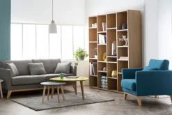 Miliboo Skandinavischer Sessel mit abnehmbarem Bezug aus graugrünem Stoff und hellem Holz OSLO* Design-sessel|Sessel