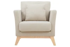 Miliboo Skandinavischer Sessel mit abnehmbarem Bezug in Velourseffekt in Beige OSLO* Design-sessel|Sessel