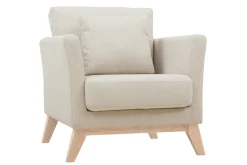 Miliboo Skandinavischer Sessel mit abnehmbarem Bezug in Velourseffekt in Beige OSLO* Design-sessel|Sessel