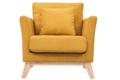 Miliboo Skandinavischer Sessel mit abnehmbarem Bezug in Samteffekt in Senf OSLO* Design-sessel|Sessel