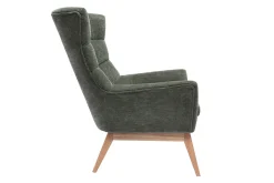 Miliboo Skandinavischer Sessel mit Samteffekt in Khaki und Holz BRODY* Design-sessel|Sessel