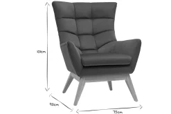 Miliboo Skandinavischer Sessel mit Samteffekt in Khaki und Holz BRODY* Design-sessel|Sessel