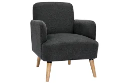 Miliboo Skandinavischer Sessel Stoff mit Samteffekt in Dunkelgrau mit hellem Holz ISKO* Design-sessel|Sessel