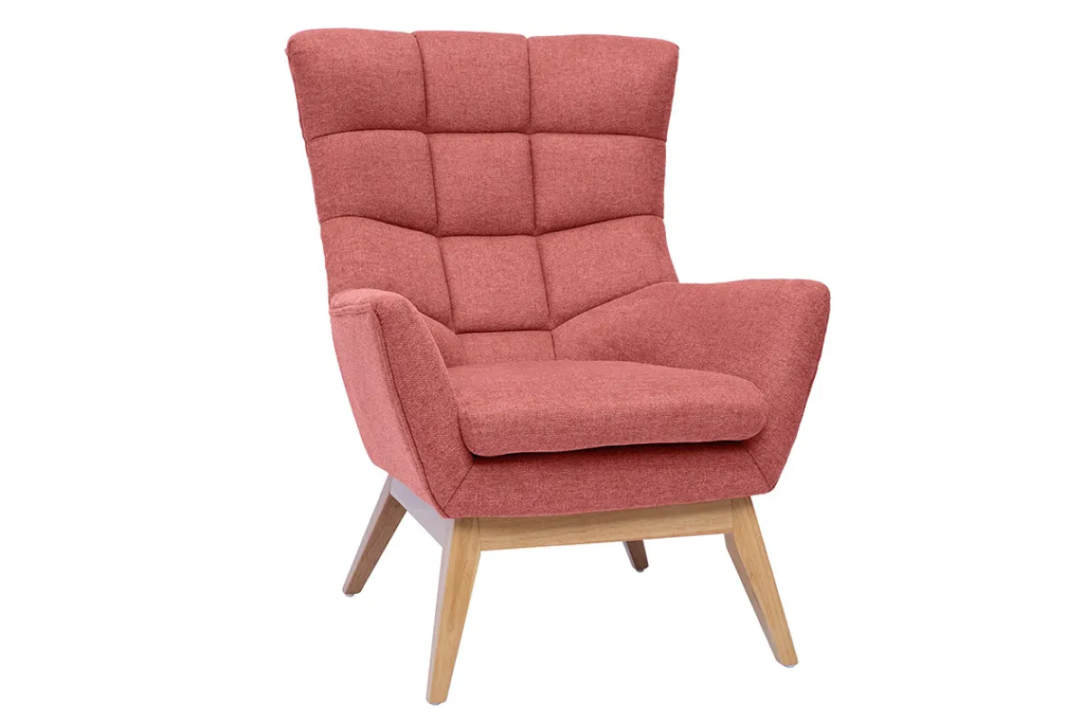 Miliboo Skandinavischer Sessel Stoff mit Samteffekt Terracotta mit Holzfüßen BRODY* Design-sessel|Sessel