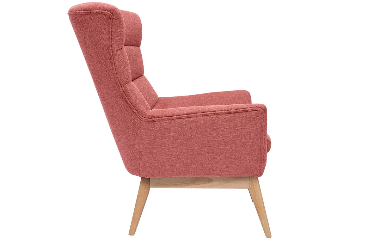 Miliboo Skandinavischer Sessel Stoff mit Samteffekt Terracotta mit Holzfüßen BRODY* Design-sessel|Sessel
