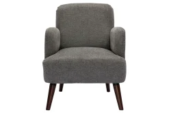 Miliboo Skandinavischer Sessel Stoff mit Samteffekt in Grau mit dunklen Holzfüßen ISKO* Design-sessel|Sessel