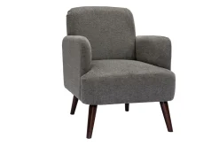 Miliboo Skandinavischer Sessel Stoff mit Samteffekt in Grau mit dunklen Holzfüßen ISKO* Design-sessel|Sessel