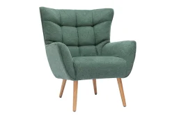 Miliboo Skandinavischer Sessel Stoff mit Samteffekt Dunkelgrün mit Holzfüßen AVERY* Design-sessel|Sessel
