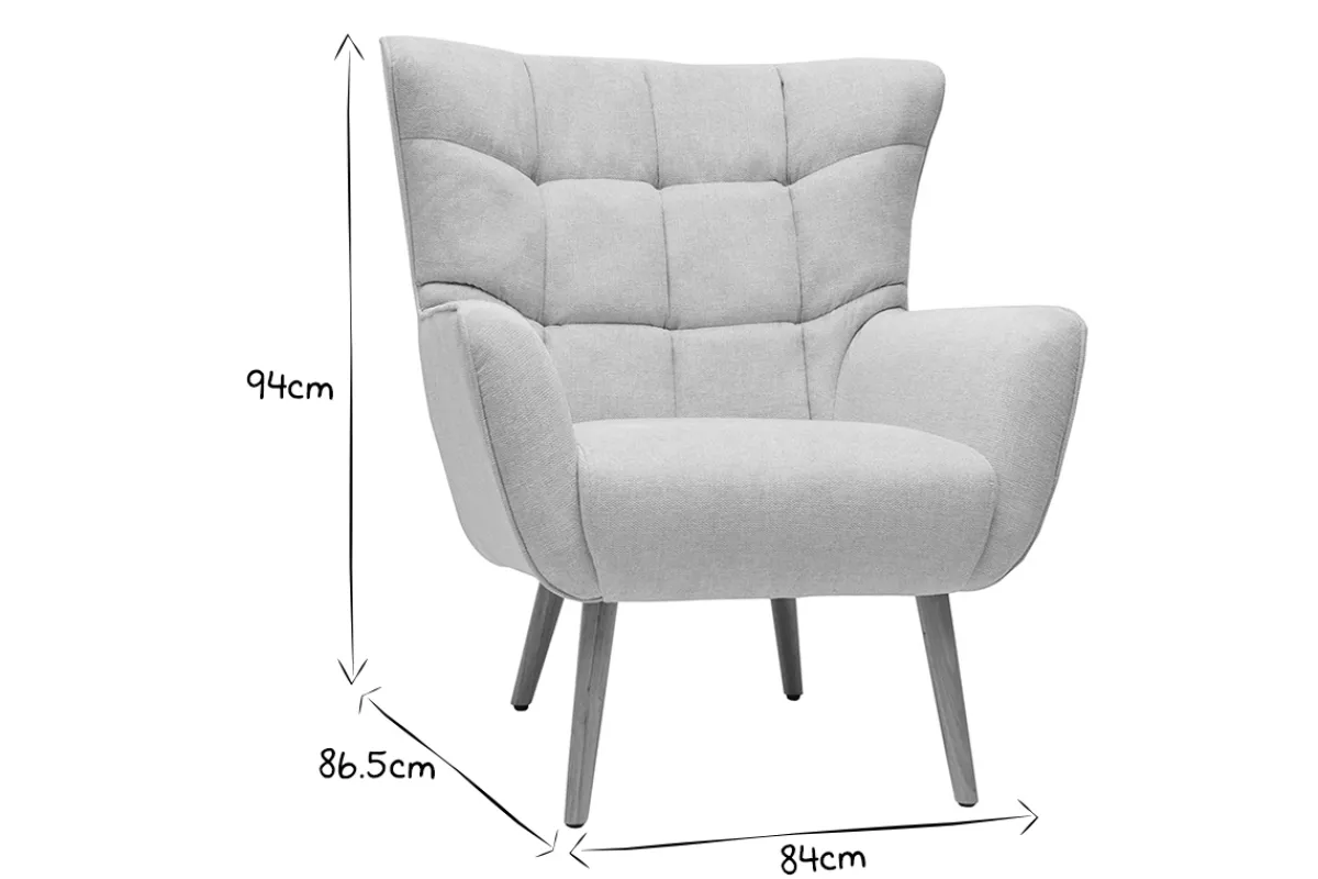 Miliboo Skandinavischer Sessel Stoff mit Samteffekt Dunkelgrün mit Holzfüßen AVERY* Design-sessel|Sessel