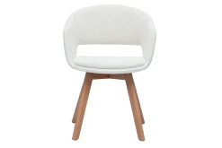 Miliboo Skandinavischer Stuhl aus weißem Stoff mit Bouclé-Wolleffekt und hellem Massivholz PRISMA* Design-stühle