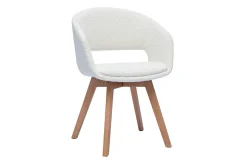 Miliboo Skandinavischer Stuhl aus weißem Stoff mit Bouclé-Wolleffekt und hellem Massivholz PRISMA* Design-stühle