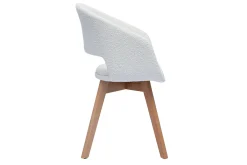 Miliboo Skandinavischer Stuhl aus weißem Stoff mit Bouclé-Wolleffekt und hellem Massivholz PRISMA* Design-stühle