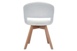 Miliboo Skandinavischer Stuhl aus weißem Stoff mit Bouclé-Wolleffekt und hellem Massivholz PRISMA* Design-stühle