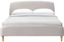 Miliboo Skandinavisches Bett 140 x 200 cm Stoff Beige NIELS* Betten Für Erwachsene