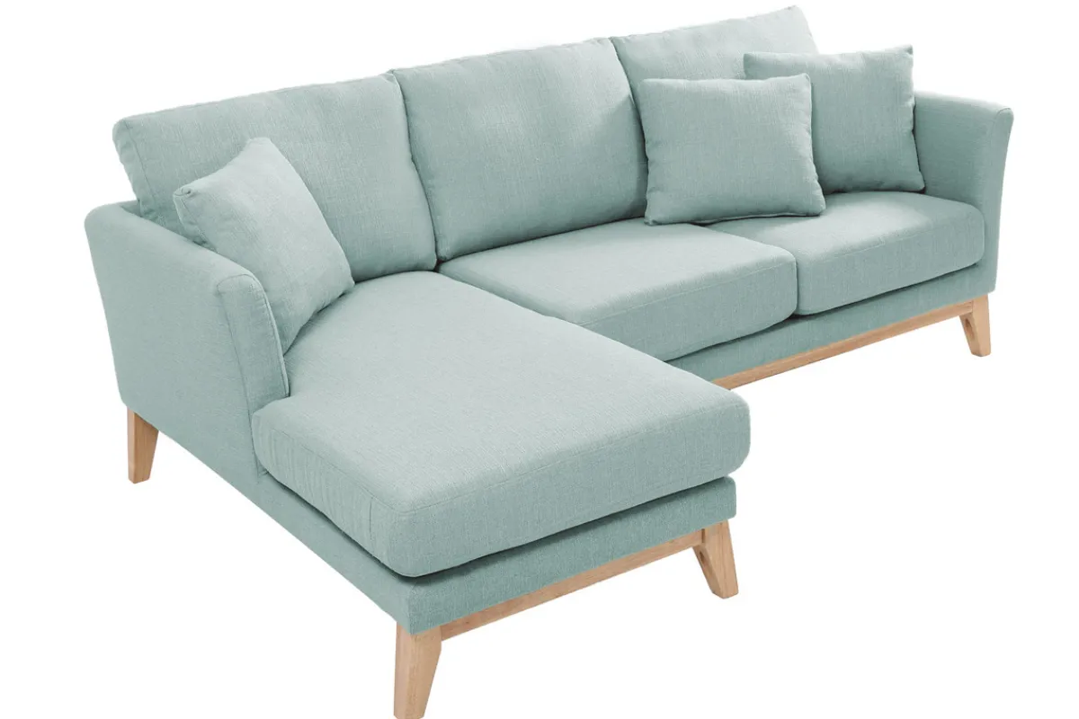 Miliboo Skandinavisches Ecksofa links OSLO aus lagunengrünem, abziehbarem Stoff* Ecksofas