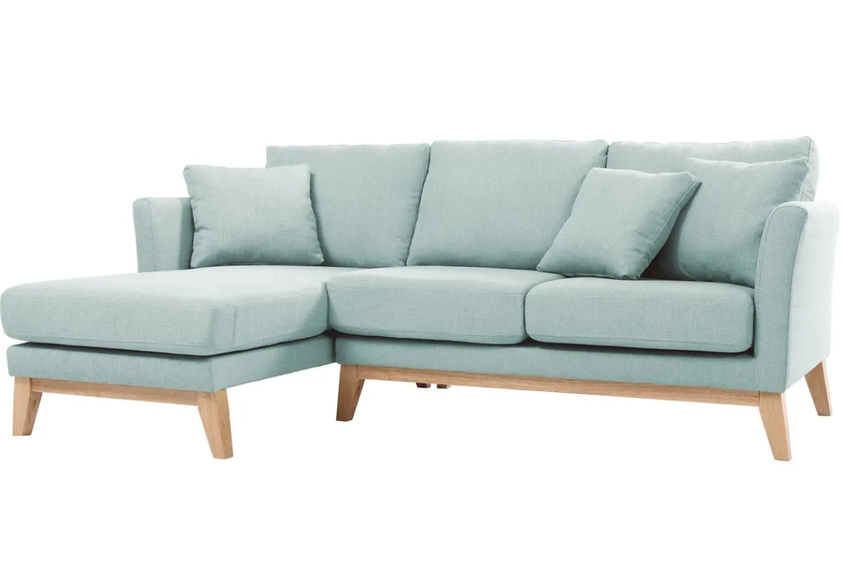 Miliboo Skandinavisches Ecksofa links OSLO aus lagunengrünem, abziehbarem Stoff* Ecksofas