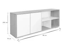 Miliboo Skandinavisches niedriges Sideboard in Weiß und hellem Holz aus massiver Eiche B190 cm EZIA* Bücherregale|Bücherregale