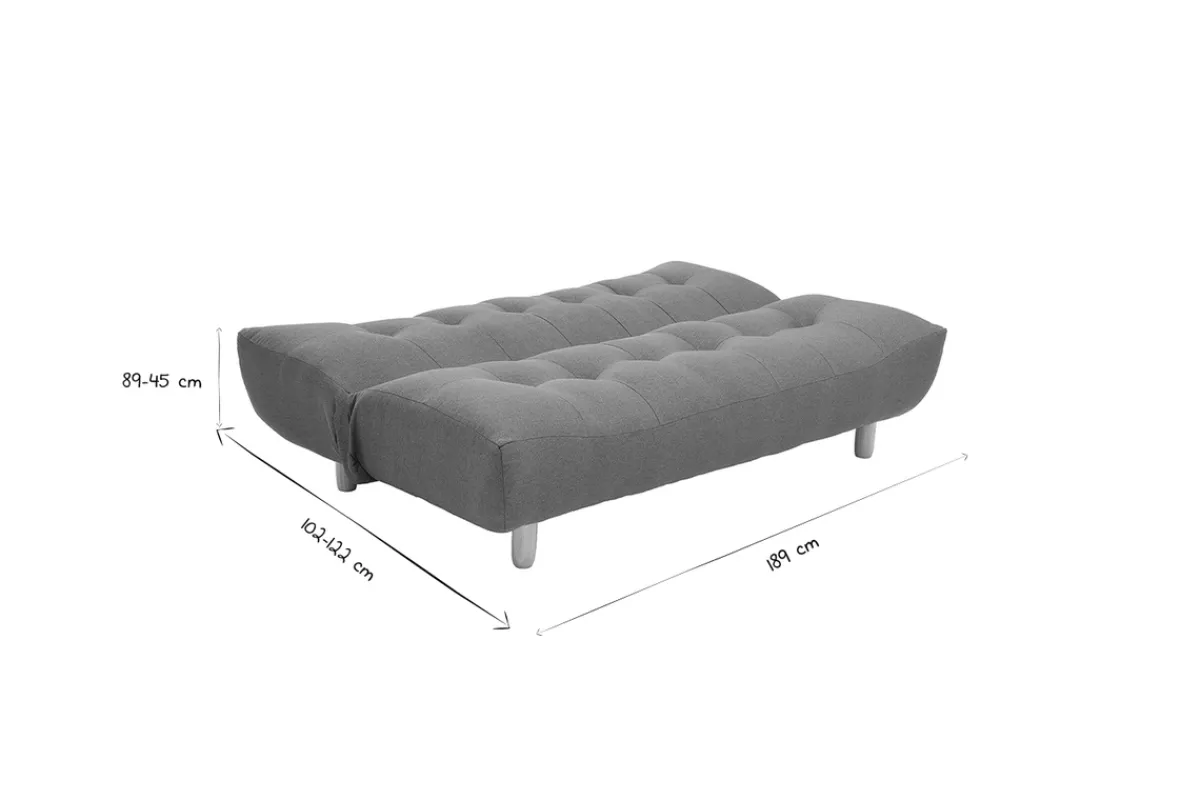 Miliboo Skandinavisches Schlafsofa aus weißem Stoff mit Bouclé-Wolleffekt und hellem Holz 3-Sitzer YUMI* Schlafsofas