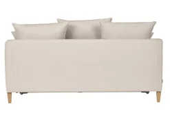 Miliboo Skandinavisches Schlafsofa aus beigem Stoff mit Samteffekt und hellem Holz 3-Sitzer LOUISE* Schlafsofas