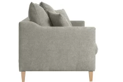 Miliboo Skandinavisches Schlafsofa aus taupefarbenem Stoff mit Samteffekt und hellem Holz 3-Sitzer LOUISE* Schlafsofas