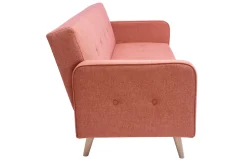 Miliboo Skandinavisches Schlafsofa aus terracottafarbenem Stoff mit Samteffekt und hellem Holz 3-Sitzer ULLA* Schlafsofas