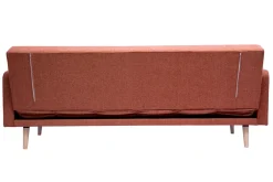 Miliboo Skandinavisches Schlafsofa aus terracottafarbenem Stoff mit Samteffekt und hellem Holz 3-Sitzer ULLA* Schlafsofas
