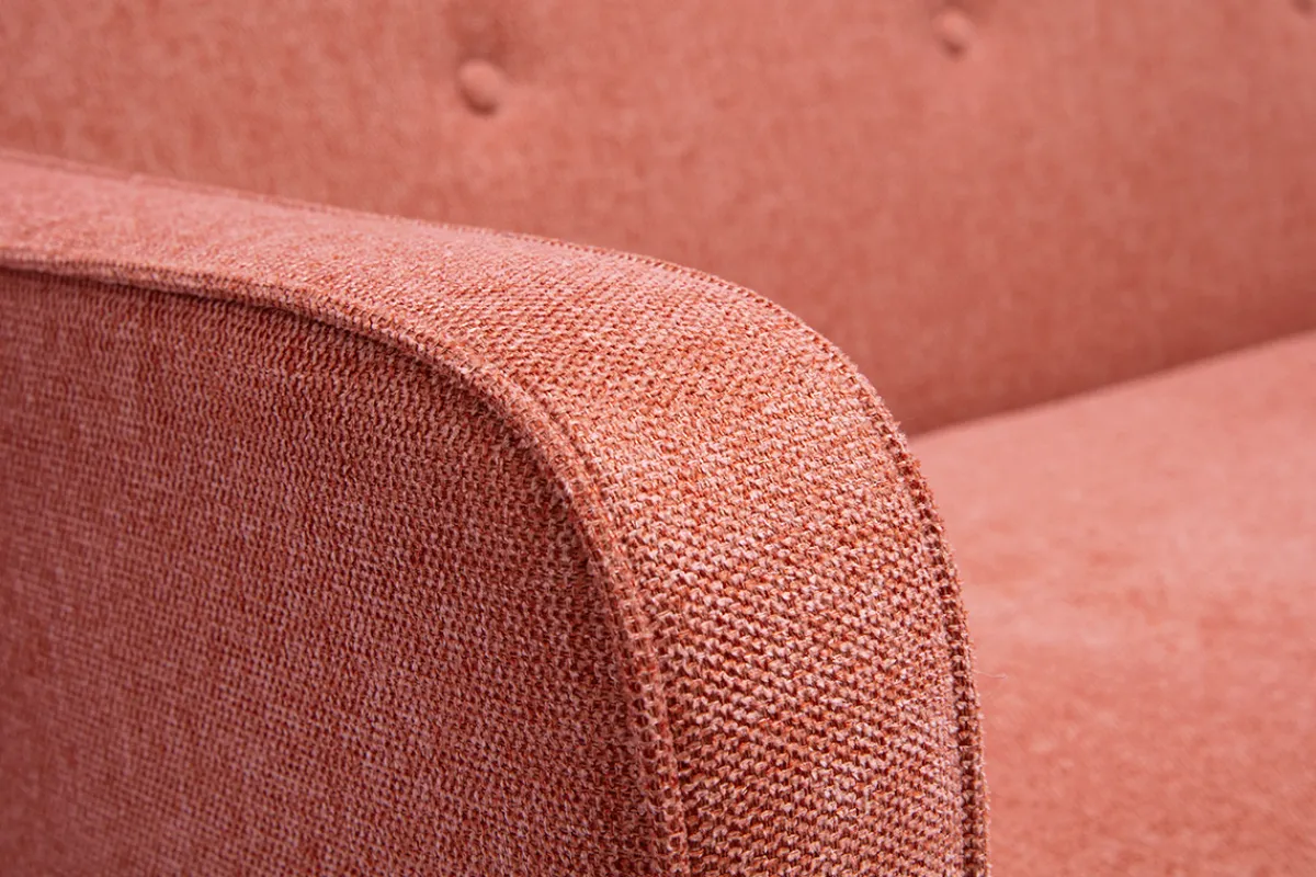 Miliboo Skandinavisches Schlafsofa aus terracottafarbenem Stoff mit Samteffekt und hellem Holz 3-Sitzer ULLA* Schlafsofas