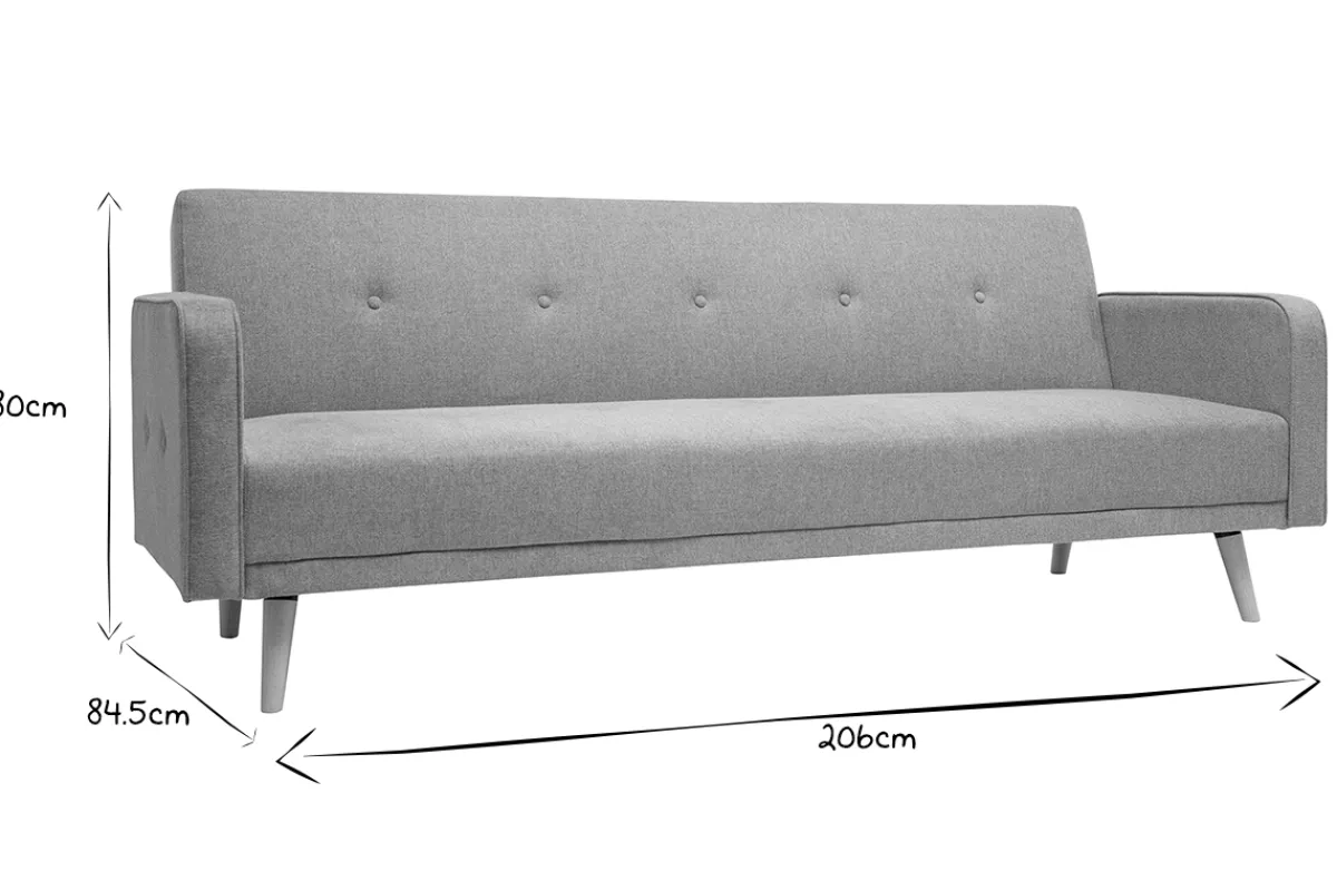 Miliboo Skandinavisches Schlafsofa aus terracottafarbenem Stoff mit Samteffekt und hellem Holz 3-Sitzer ULLA* Schlafsofas