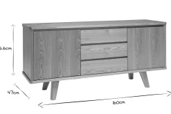 Miliboo Skandinavisches Sideboard aus Esche mit Türen und Schubladen 160 cm FIFTIES* Sideboards