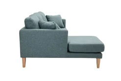 Miliboo Skandinavisches 3/4-Sitzer-Ecksofa linksseitig mit abziehbarem, graugrünem Stoff und hellem Holz OSLO* Ecksofas