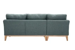 Miliboo Skandinavisches 3/4-Sitzer-Ecksofa linksseitig mit abziehbarem, graugrünem Stoff und hellem Holz OSLO* Ecksofas
