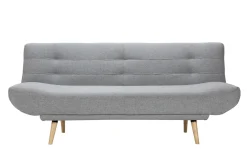 Miliboo Skandinavisches 3-Sitzer-Schlafsofa hellgrauer Stoff und Holz FAGUO* Schlafsofas
