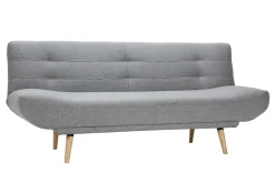 Miliboo Skandinavisches 3-Sitzer-Schlafsofa hellgrauer Stoff und Holz FAGUO* Schlafsofas