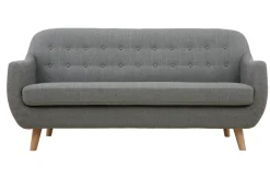 Miliboo Skandinavisches 3-Sitzer-Sofa mit hellgrauem abnehmbarem Bezug und Holz YNOK* Design-sofas
