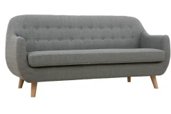 Miliboo Skandinavisches 3-Sitzer-Sofa mit hellgrauem abnehmbarem Bezug und Holz YNOK* Design-sofas