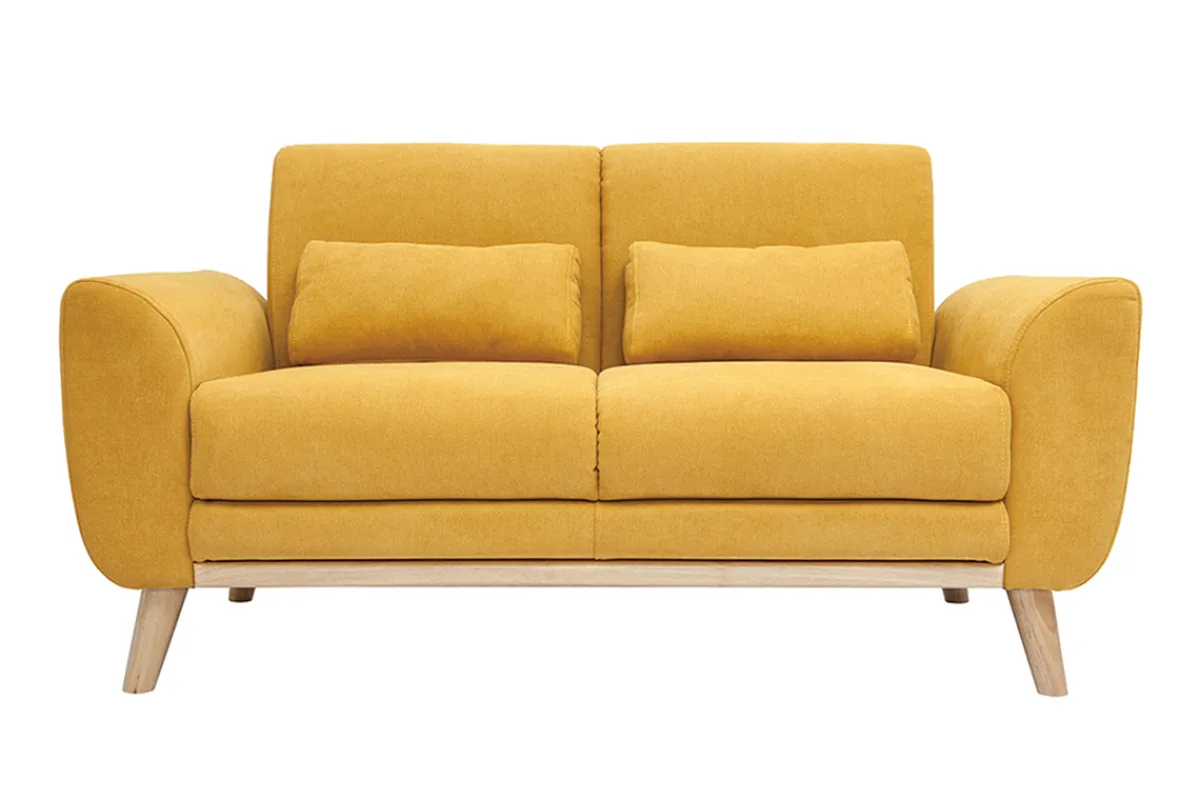 Miliboo Skandinavisches 2-Sitzer-Sofa in gelb Samt EKTOR* Design-sofas
