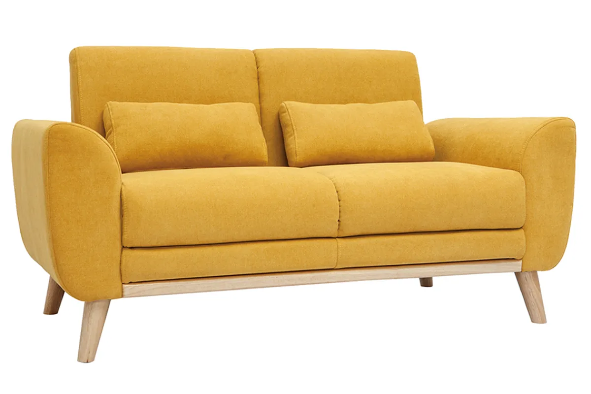 Miliboo Skandinavisches 2-Sitzer-Sofa in gelb Samt EKTOR* Design-sofas