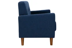 Miliboo Skandinavisches 2-Sitzer-Sofa aus dunkelblauem Stoff und dunklem Holz MOON* Design-sofas