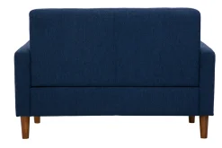 Miliboo Skandinavisches 2-Sitzer-Sofa aus dunkelblauem Stoff und dunklem Holz MOON* Design-sofas