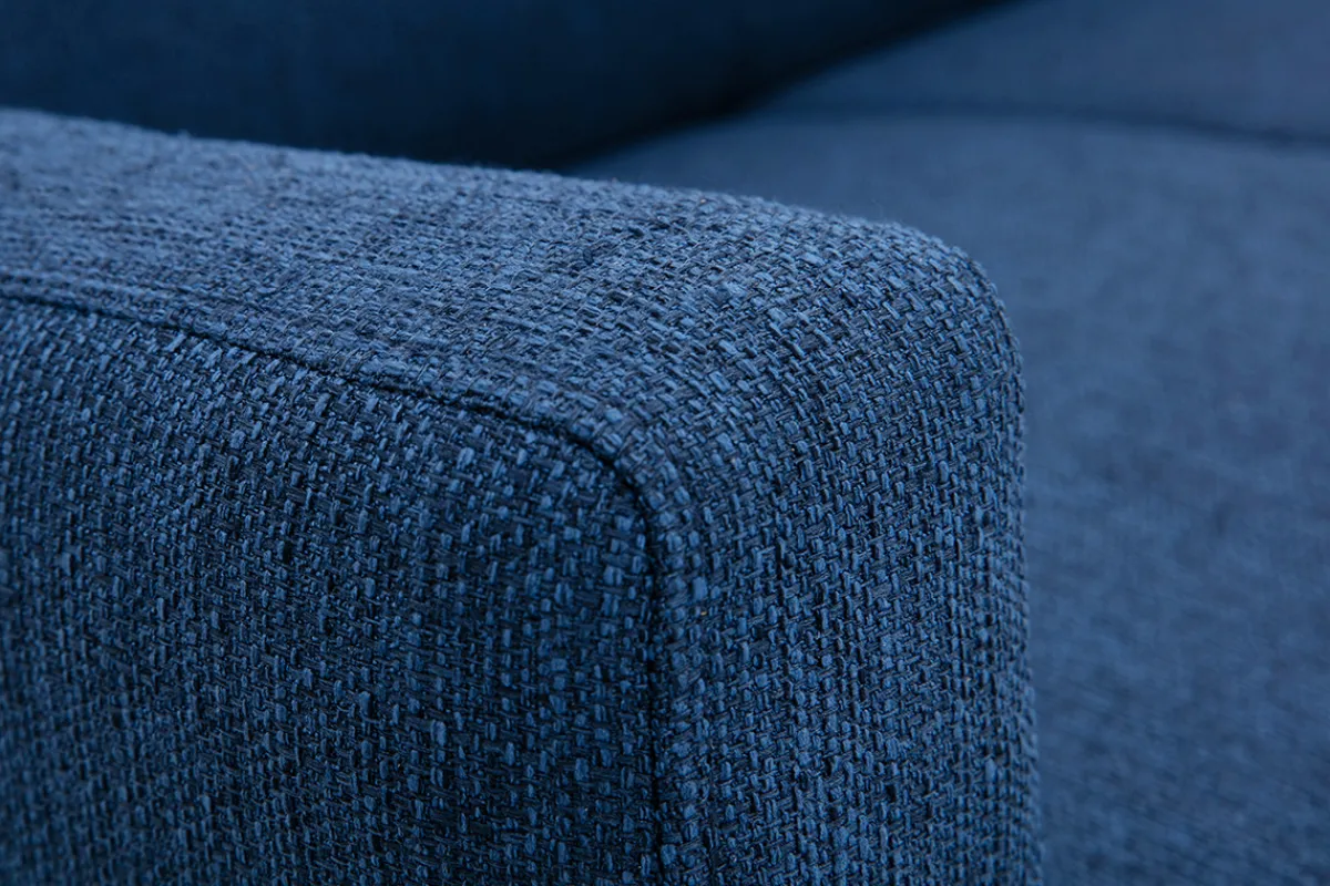 Miliboo Skandinavisches 2-Sitzer-Sofa aus dunkelblauem Stoff und dunklem Holz MOON* Design-sofas
